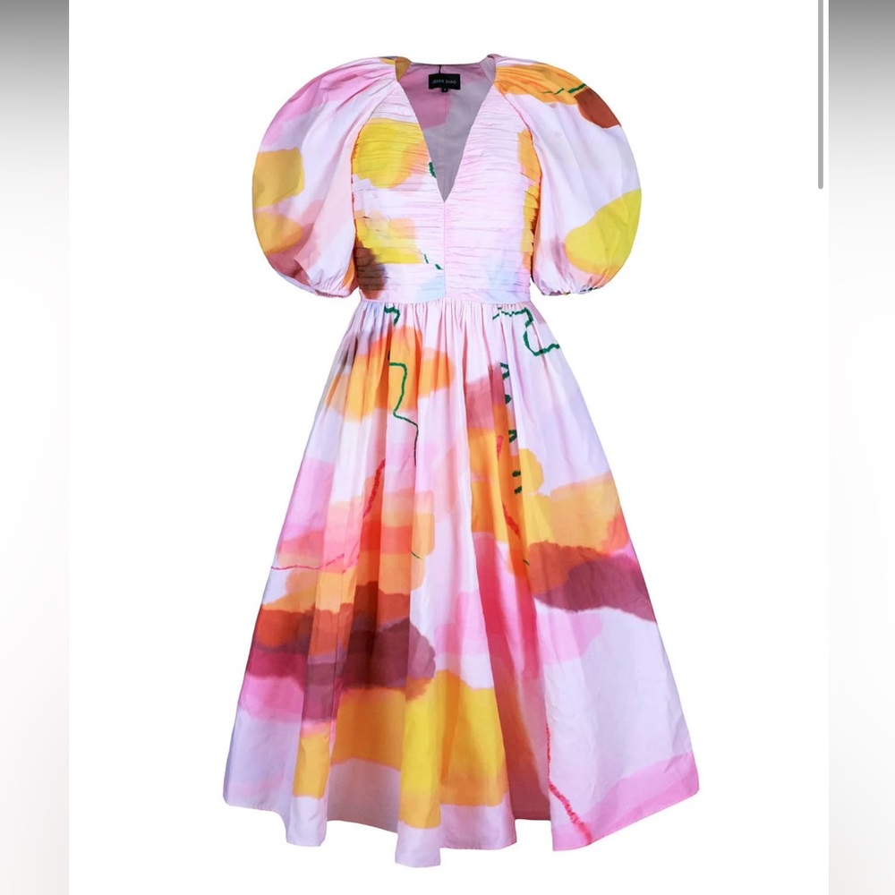 Jessie Zhao Pink Imagination Taffeta Midi Dress NEW With Tags Size 6